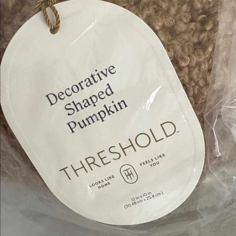Threshold Teddy Boucle Shaped Pumpkin Throw Pillow tan cottagecore home decor - Picture 3 of 5